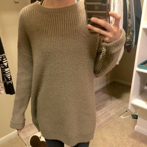 Coffee colored knit long sleeve sweater